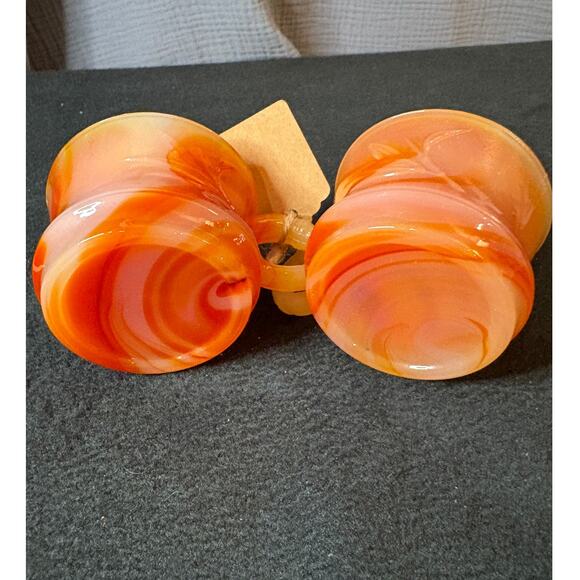 Set of 2 Hand Carved Carnelian Quartz Mugs - NEW-3.4 " - Picture 5 of 6